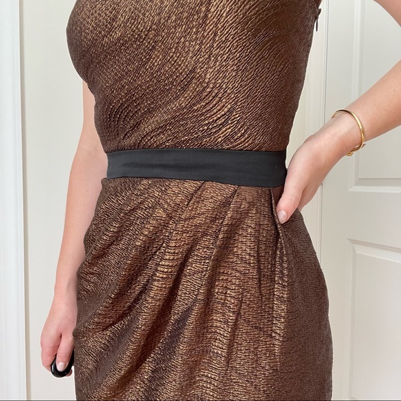 Sleeveless Open Back Draped Front Midi Cocktail Dress from Designer Showroom - Picture 5 of 7